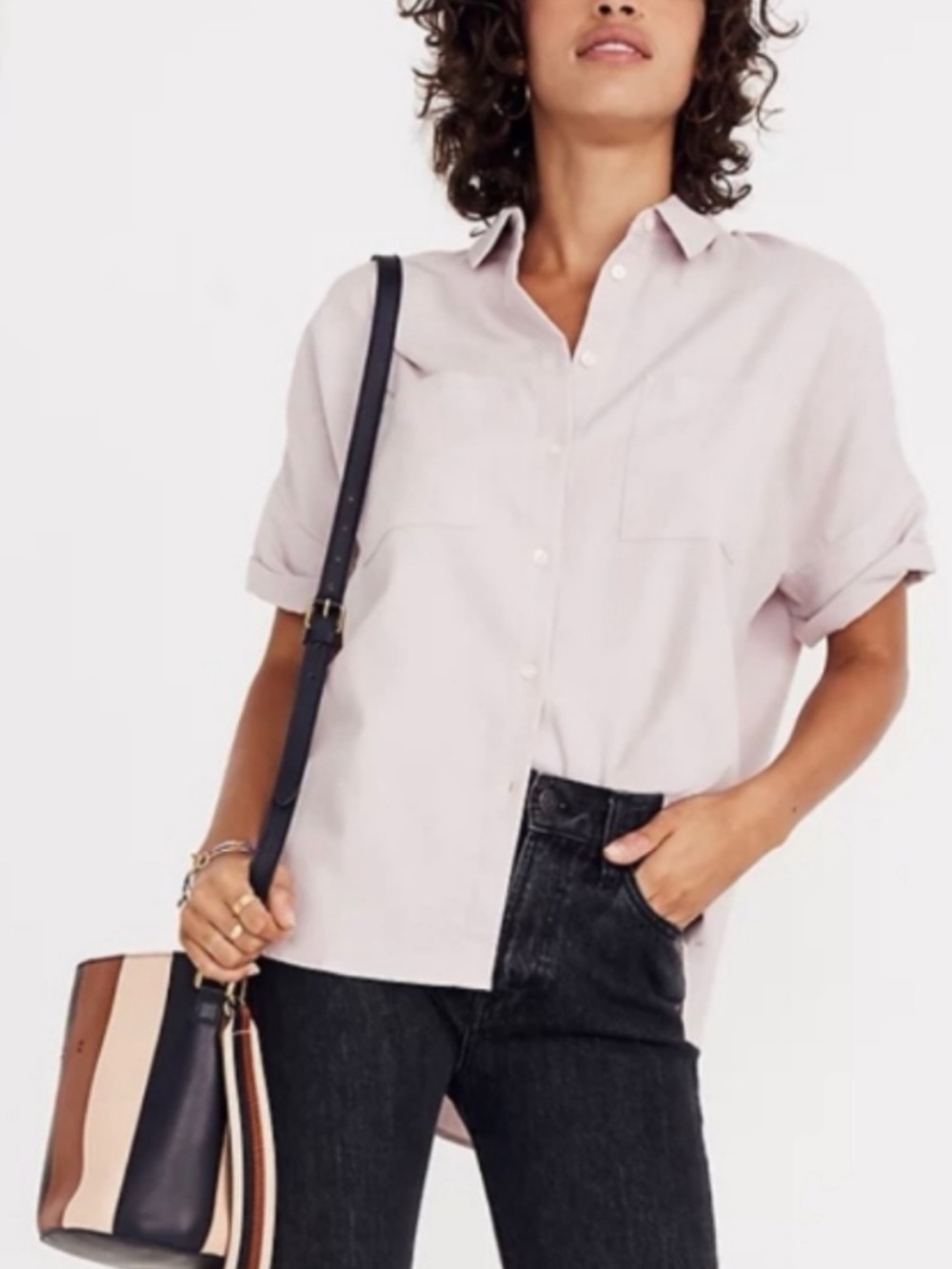 Madewell Pale Lilac Short-Sleeve Button-Down Shirt